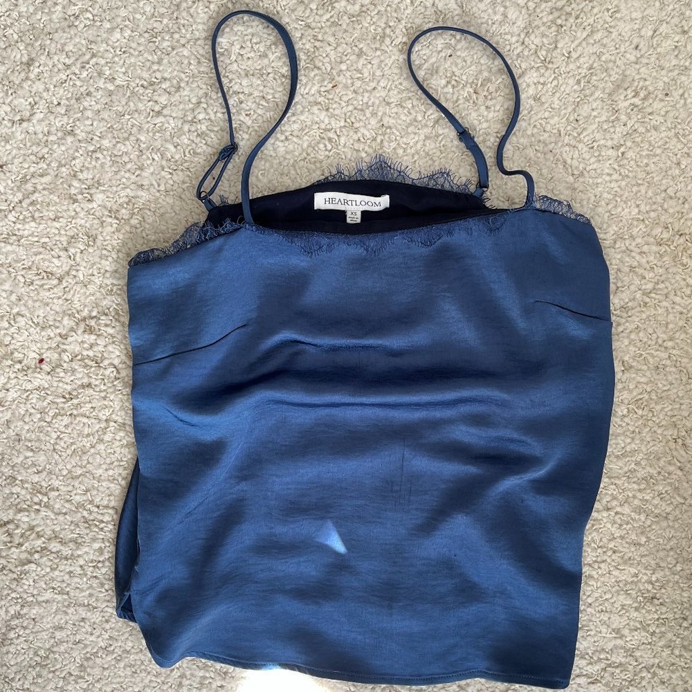 Heartloom Blue  Satin cami, size XS
